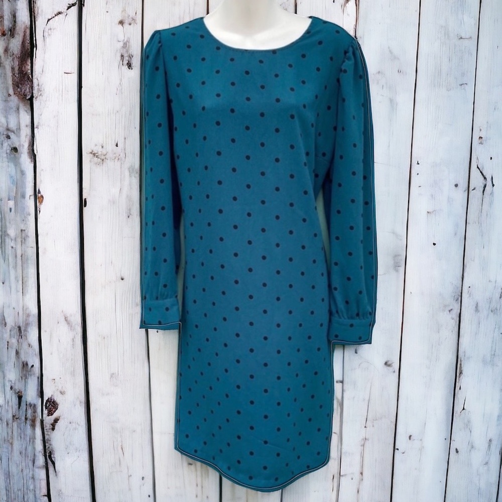 āļø 50% off winter Old Navy crepe shift teal polka dot dress L